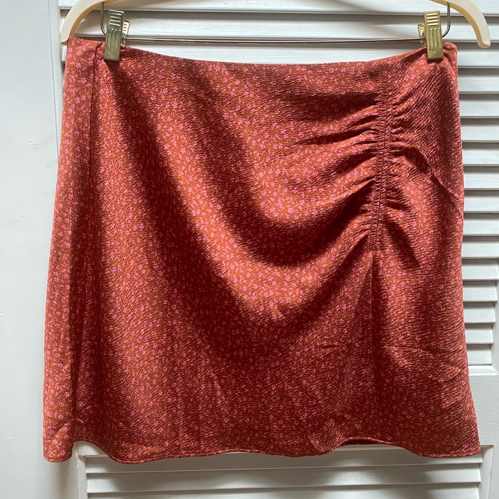 Madewell Hammered Satin Floral Mini Skirt, Size 12